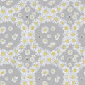 Daisy Wreath Seamless Pattern on Grey Background.