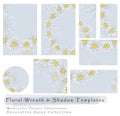 Daisy Wreath with Shadow Templates for Labels, Tags, Cards, and Invitations.