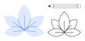 Floral Design Process with Leaf Outline, Sketching, and Drawing Pencil Tool Royalty Free Stock Photo