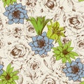 Floral design in retrol colors seamless pattern Royalty Free Stock Photo