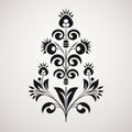 Ornate Black Tree Pattern Inspired By Polish Folklore And Historic Art Forms