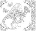 Floral dinosaur coloring book page Royalty Free Stock Photo