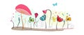 Floral doodle abstract colorful flowers vector background Royalty Free Stock Photo