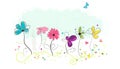 Floral doodle abstract colorful flowers vector background Royalty Free Stock Photo