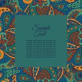Floral doodle ethnic pattern frame for inscriptions Royalty Free Stock Photo