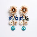 Floral Earrings With Blue And White Flowers - Joana Vasconcelos Style