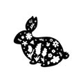 Floral Easter Bunny Silhouette. Happy Easter rabbit black shape. Farmhouse animal shape. Vector illustration. Decorative rabbit Royalty Free Stock Photo