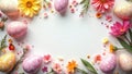 Floral easter egg border design featuring delicate pastel colors and spring blossoms. Generative AI Royalty Free Stock Photo