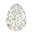 floral easter egg. multicolored silhouette of flowers and leaves. happy easter, holiday illustration