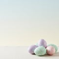 A floral and egg composition on a pastel blue background Easter Royalty Free Stock Photo