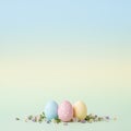 A floral and egg composition on a pastel blue background Easter Royalty Free Stock Photo