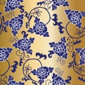 Floral elegance seamless pattern with floral on golden background