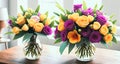 Floral Elegance. A vibrant bouquet of spring flowers arranged in a stylish vase