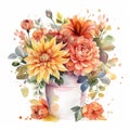 Floral Elegance: A Watercolor Dahlias Bouquet to Adorn Your Space AI Generated