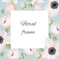 Vintage vector frame with summer flowers in pastel colors. Royalty Free Stock Photo