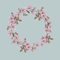 Floral Elements Wreath, Hand Painted Watercolor. Lime Background. For Valentine,. Easter, Mother`s Day, Wedding, and Engagement. Royalty Free Stock Photo