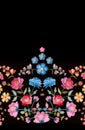 Floral embroidery. Seamless border with beautiful colorful flowers. Fashion design. Vector illustration Royalty Free Stock Photo