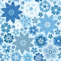 Floral embroidery seamless pattern with blue flowers - snowflakes. Beautiful print for fabric Royalty Free Stock Photo