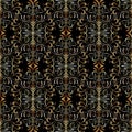 Floral embroidery seamless pattern. Tapestry damask background.