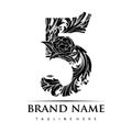 Floral engraved number 5 ornament monogrammed beauty Royalty Free Stock Photo