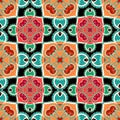 Floral ethnic seamless pattern. Colorful tribal vector background. Repeat plaid folkloric backdrop. Paisley flowers ornaments.