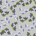 Floral exotic seamless pattern with hawaii tropic flowers shapes. Grey and green colored botany backdrop Royalty Free Stock Photo