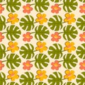 Floral exotic tropical seamless wallpaper Royalty Free Stock Photo