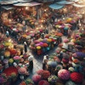 Floral Extravaganza: AI-Crafted Colorful Flower Market Delight