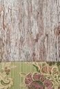 Floral fabric on old wood background Royalty Free Stock Photo