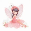 Floral fairy magic, vibrant illustration of a cute fairy with colorful wings and flower accents