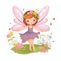 Floral fairy whimsy, charming clipart of colorful fairies with cute wings and whimsical flower details