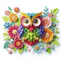 Floral Fantasy: Kirigami Owl in a Burst of Colors
