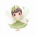 Floral fantasyland bliss, charming illustration of colorful fairies with cute wings and blissful flower adornments