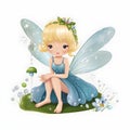 Floral fantasyland, whimsical clipart of cute fairies with colorful wings and fantasy-inspired flowers