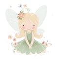 Floral fantasyland, whimsical clipart of cute fairies with colorful wings and fantasy-inspired flowers