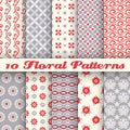 10 Floral fashionable vector seamless patterns (tiling) Royalty Free Stock Photo