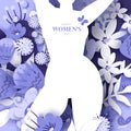 Floral female silhouette. Dancing or standing woman. Flower bouquet. Happy Women's day. Happy Mother's Day. Venera Royalty Free Stock Photo