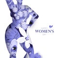 Floral female silhouette. Dancing woman. Flower bouquet. Happy Women's day. Happy Mother's Day. Venera, Venus female Royalty Free Stock Photo