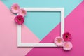 Floral flat lay minimalism geometric patterns greeting card. Happy Mother`s Day concept. Royalty Free Stock Photo