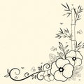 Floral Flower and bamboo, Butterfly, Bug drawing ,Floral Frame border natural concept Royalty Free Stock Photo