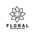 floral flower logo icon vector illustration template design Royalty Free Stock Photo
