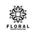 floral flower logo icon vector illustration template design Royalty Free Stock Photo