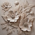 Floral Flowers Carved In Soft Shades Of Beige And Ivory