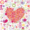 Floral, flowers red heart postcard