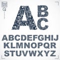 Floral font, hand-drawn vector capital alphabet letters decorate