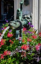 Floral fountain beauty at the Lady of Justice Fountain in Lausanne Switzerland Royalty Free Stock Photo