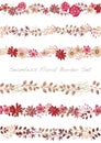 Seamless watercolor floral border set isolated on white background Royalty Free Stock Photo