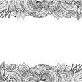 Abstract flowers frame for print on product or adult coloring book,coloring page. Vector illustration