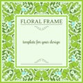 Floral frame with blooming green peas