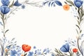 a floral frame with blue and orange flowers on a white background Royalty Free Stock Photo